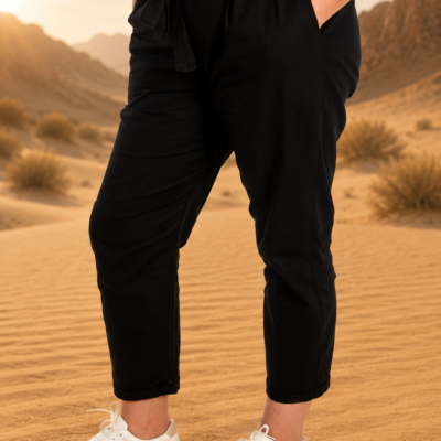 Cotton high waisted pants Black